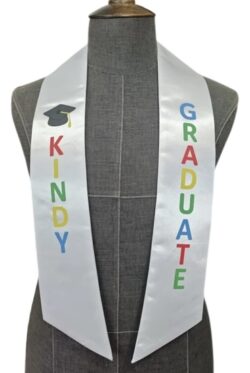 <strong>Kindy Graduation Stoles<P/>White satin, Printed</strong><P/>IN STOCK FOR IMMEDIATE DELIVERY